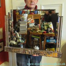 Load image into Gallery viewer, LARGE Genuine 1930s Art Deco Wall Mirror with Stepped Geometric Border
