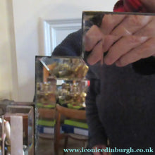 Load image into Gallery viewer, LARGE Genuine 1930s Art Deco Wall Mirror with Stepped Geometric Border
