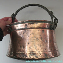 Load image into Gallery viewer, Large Antique Copper Pot or Cauldron with Cast Iron Handle
