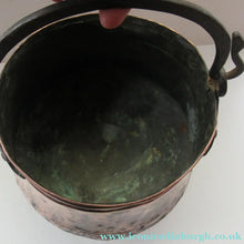 Load image into Gallery viewer, Large Antique Copper Pot or Cauldron with Cast Iron Handle
