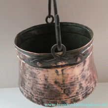 Load image into Gallery viewer, Large Antique Copper Pot or Cauldron with Cast Iron Handle

