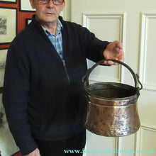 Load image into Gallery viewer, Large Antique Copper Pot or Cauldron with Cast Iron Handle
