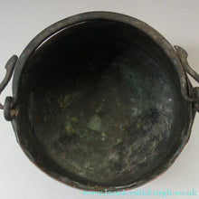 Load image into Gallery viewer, Large Antique Copper Pot or Cauldron with Cast Iron Handle
