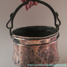 Load image into Gallery viewer, Large Antique Copper Pot or Cauldron with Cast Iron Handle
