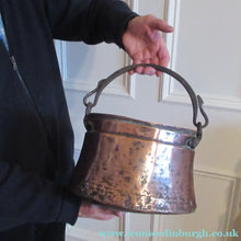 Load image into Gallery viewer, Large Antique Copper Pot or Cauldron with Cast Iron Handle
