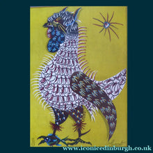 Load image into Gallery viewer, Large JEAN LURCAT. Le Coq-Pecheur. 1955 Lithographic Print on Panel. Published by Stedelijk Museum, Amsterdam. Excellent Condition
