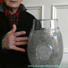 Load image into Gallery viewer, LARGE Kosta Boda Fossil Vase by Kjell Engman (2000). Height 10 3/4 inches. Signed
