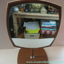 Load image into Gallery viewer, G-Plan Style Teak Veneer Tabletop Desktop Mirror Rotating 1960s
