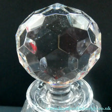 Load image into Gallery viewer, Vintage LARGE Square Cut CRYSTAL Decanter with Faceted Heavy Globe Stopper; possibly Royal Doulton
