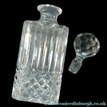 Load image into Gallery viewer, Vintage LARGE Square Cut CRYSTAL Decanter with Faceted Heavy Globe Stopper; possibly Royal Doulton
