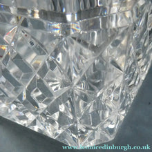 Load image into Gallery viewer, Vintage LARGE Square Cut CRYSTAL Decanter with Faceted Heavy Globe Stopper; possibly Royal Doulton
