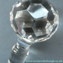 Load image into Gallery viewer, Vintage LARGE Square Cut CRYSTAL Decanter with Faceted Heavy Globe Stopper; possibly Royal Doulton
