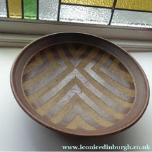 Load image into Gallery viewer, Large STUDIO POTTERY 1970s Stoneware dish with striped pattern by Jason Wason
