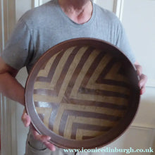 Load image into Gallery viewer, Large STUDIO POTTERY 1970s Stoneware dish with striped pattern by Jason Wason
