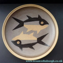 Load image into Gallery viewer, Vintage British Art Pottery Charger by Susan Brittleton. Abstract Fishes
