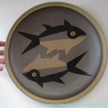Load image into Gallery viewer, Vintage British Art Pottery Charger by Susan Brittleton. Abstract Fishes
