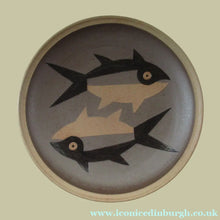 Load image into Gallery viewer, Vintage British Art Pottery Charger by Susan Brittleton. Abstract Fishes
