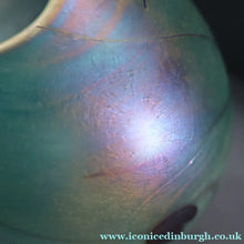 Load image into Gallery viewer, LARGE: Stunning SIGNED 1983 John Ditchfield Blue Iridescent Glass Vase with Lily-pads &amp; Whiplash Trails. 9 Inches
