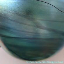 Load image into Gallery viewer, LARGE: Stunning SIGNED 1983 John Ditchfield Blue Iridescent Glass Vase with Lily-pads &amp; Whiplash Trails. 9 Inches
