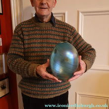 Load image into Gallery viewer, LARGE: Stunning SIGNED 1983 John Ditchfield Blue Iridescent Glass Vase with Lily-pads &amp; Whiplash Trails. 9 Inches
