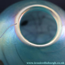 Load image into Gallery viewer, LARGE: Stunning SIGNED 1983 John Ditchfield Blue Iridescent Glass Vase with Lily-pads &amp; Whiplash Trails. 9 Inches
