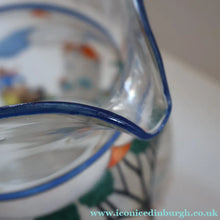 Load image into Gallery viewer, Large &amp; UNIQUE 1950s Portuguese Hand-Painted Large Glass Jug - with Comical Design Featuring People of Lisbon

