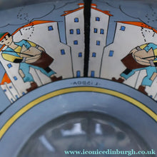 Load image into Gallery viewer, Large &amp; UNIQUE 1950s Portuguese Hand-Painted Large Glass Jug - with Comical Design Featuring People of Lisbon
