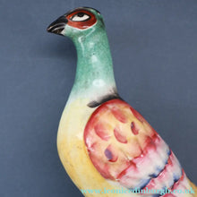 Load image into Gallery viewer, SINGLE LARGE Antique 1870s STAFFORDSHIRE Chimney Ornament of a Fancy Bird Perched on a Mossy Bank
