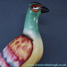 Load image into Gallery viewer, SINGLE LARGE Antique 1870s STAFFORDSHIRE Chimney Ornament of a Fancy Bird Perched on a Mossy Bank
