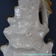 Load image into Gallery viewer, SINGLE LARGE Antique 1870s STAFFORDSHIRE Chimney Ornament of a Fancy Bird Perched on a Mossy Bank
