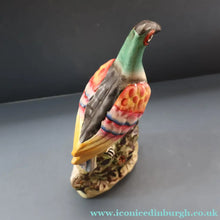 Load image into Gallery viewer, SINGLE LARGE Antique 1870s STAFFORDSHIRE Chimney Ornament of a Fancy Bird Perched on a Mossy Bank
