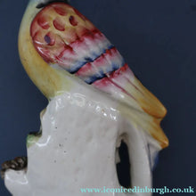 Load image into Gallery viewer, SINGLE LARGE Antique 1870s STAFFORDSHIRE Chimney Ornament of a Fancy Bird Perched on a Mossy Bank
