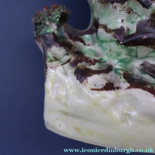 Load image into Gallery viewer, SINGLE LARGE Antique 1870s STAFFORDSHIRE Chimney Ornament of a Fancy Bird Perched on a Mossy Bank
