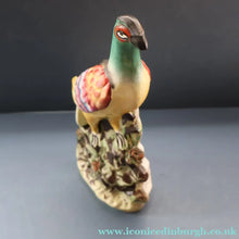 Load image into Gallery viewer, SINGLE LARGE Antique 1870s STAFFORDSHIRE Chimney Ornament of a Fancy Bird Perched on a Mossy Bank
