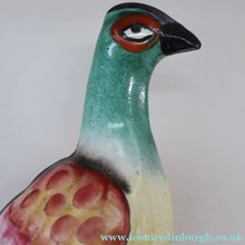 Load image into Gallery viewer, SINGLE LARGE Antique 1870s STAFFORDSHIRE Chimney Ornament of a Fancy Bird Perched on a Mossy Bank
