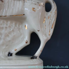 Load image into Gallery viewer, LARGE Antique Victorian STAFFORDSHIRE Figurine. Kilted Scotsman on Horseback. 14 1/2 inches height. Great Display Piece
