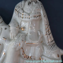 Load image into Gallery viewer, LARGE Antique Victorian STAFFORDSHIRE Figurine. Kilted Scotsman on Horseback. 14 1/2 inches height. Great Display Piece
