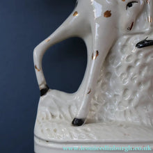 Load image into Gallery viewer, LARGE Antique Victorian STAFFORDSHIRE Figurine. Kilted Scotsman on Horseback. 14 1/2 inches height. Great Display Piece
