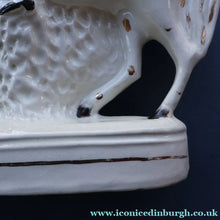 Load image into Gallery viewer, LARGE Antique Victorian STAFFORDSHIRE Figurine. Kilted Scotsman on Horseback. 14 1/2 inches height. Great Display Piece
