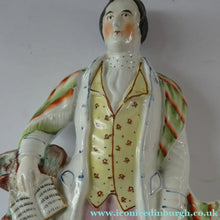 Load image into Gallery viewer, Large Staffordshire Flatback Figurine of the Scottish Poet Robert Burns
