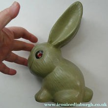 Load image into Gallery viewer, LARGE Vintage 1940s SYLVAC STYLE Olive Green Snub Nose Bunny Rabbit. 7 3/4 inches
