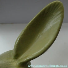 Load image into Gallery viewer, LARGE Vintage 1940s SYLVAC STYLE Olive Green Snub Nose Bunny Rabbit. 7 3/4 inches
