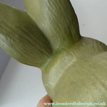 Load image into Gallery viewer, LARGE Vintage 1940s SYLVAC STYLE Olive Green Snub Nose Bunny Rabbit. 7 3/4 inches
