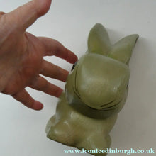 Load image into Gallery viewer, LARGE Vintage 1940s SYLVAC STYLE Olive Green Snub Nose Bunny Rabbit. 7 3/4 inches
