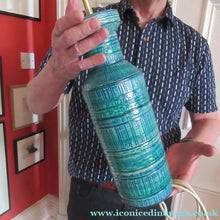Load image into Gallery viewer, Large Vintage 1960s BITOSSI Table Lamp with More Unusual Sgraffito Striped Pattern
