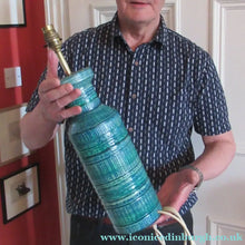 Load image into Gallery viewer, Large Vintage 1960s BITOSSI Table Lamp with More Unusual Sgraffito Striped Pattern

