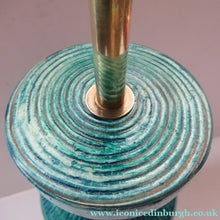 Load image into Gallery viewer, Large Vintage 1960s BITOSSI Table Lamp with More Unusual Sgraffito Striped Pattern
