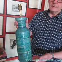Load image into Gallery viewer, Large Vintage 1960s BITOSSI Table Lamp with More Unusual Sgraffito Striped Pattern
