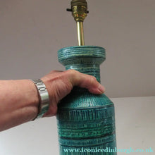 Load image into Gallery viewer, Large Vintage 1960s BITOSSI Table Lamp with More Unusual Sgraffito Striped Pattern
