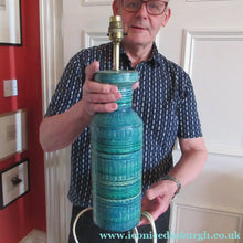 Load image into Gallery viewer, Large Vintage 1960s BITOSSI Table Lamp with More Unusual Sgraffito Striped Pattern
